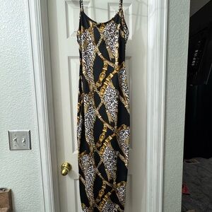 Annie Leopard and Gold Chain Maxi Dress